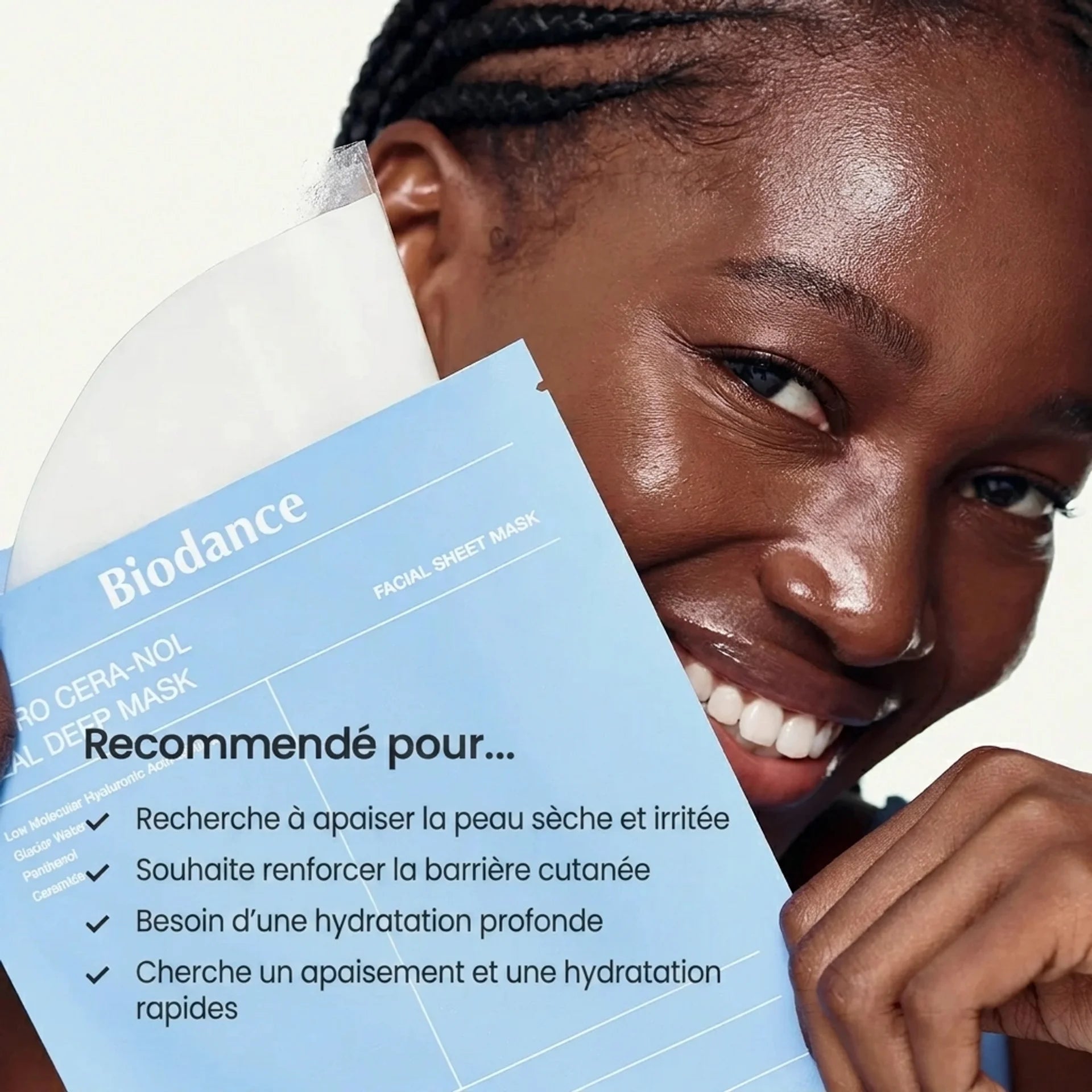 Masque Tissu Hydratant à l'Acide Hyaluronique & Céramide