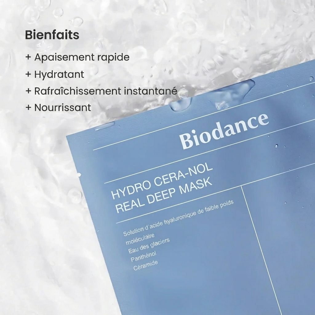 Masque Tissu Hydratant à l'Acide Hyaluronique & Céramide